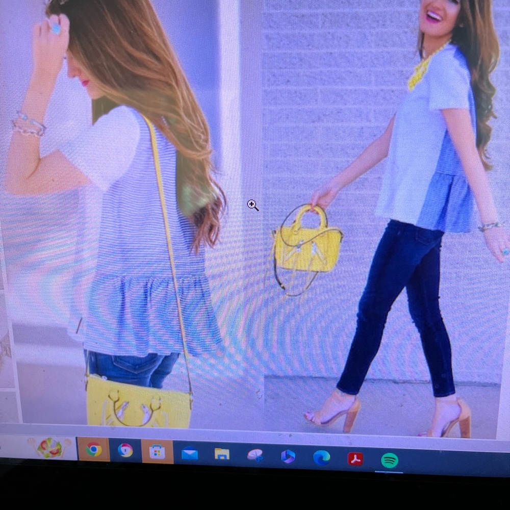 Kate Spade Brooke Street Blue and White Stripe Peplum Top XL
